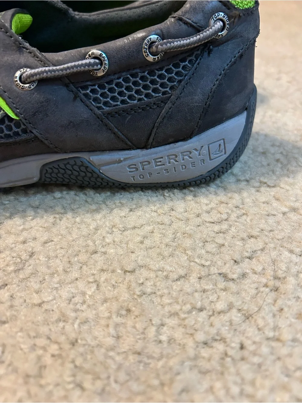 Sperry Gray & Neon Green Boat top sider Shoes